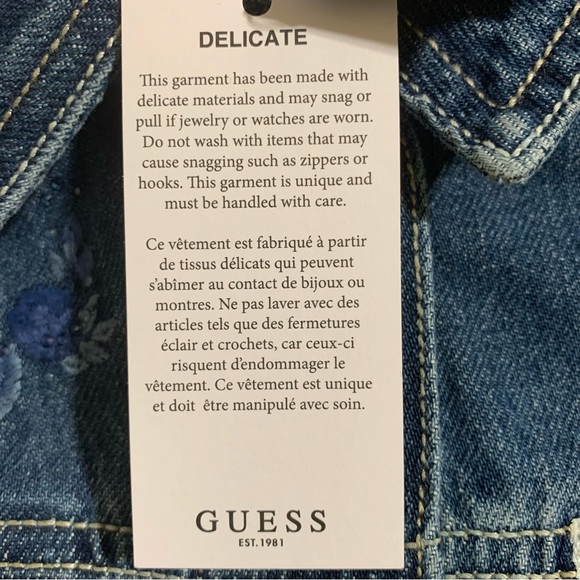Guess “Doria” Light Wash Denim Jacket-Size XL NWT - Picture 9 of 12